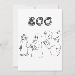 Convites BOO 3 fantasminhas fofos ou doces ou travessuras