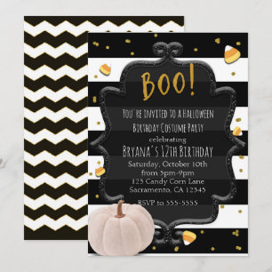 Convites BOO! Abóbora Branca e Milho Doce Festa de Hallowee