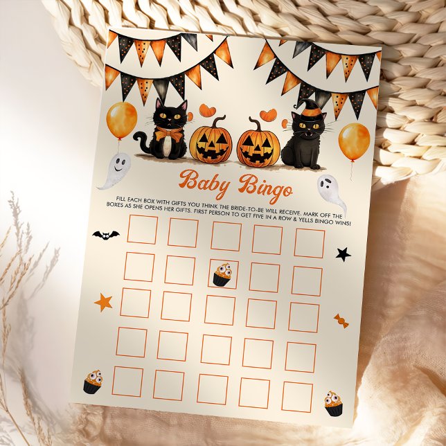 Convites Boo Black Cat Halloween Party Baby Bingo Games (Criador carregado)