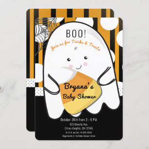 Convites Boo Cute Ghost Halloween Kids Chá de fraldas