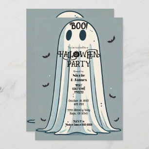 Convites BOO! Folha do Fantasma Vintage Halloween Verde