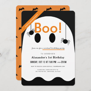 Convites Boo! Halloween Ghost Cute Virtual Birthday