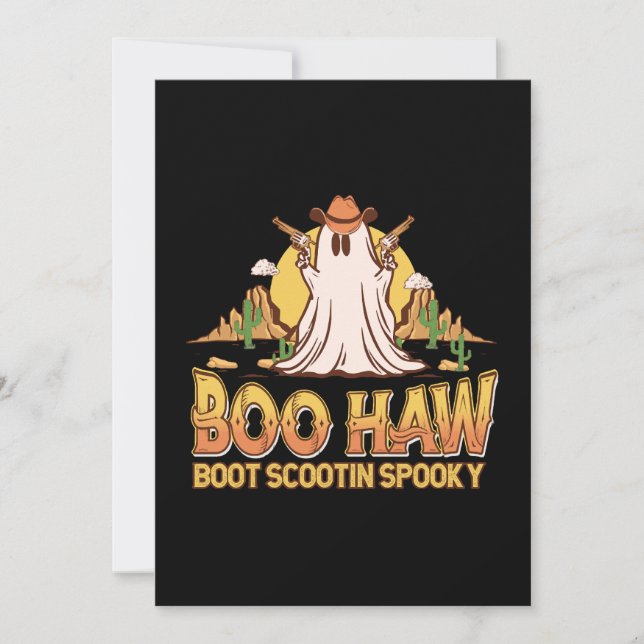 Convites Boo Haw Ocidental Halloween Vintage Fantasma Engra (Frente)