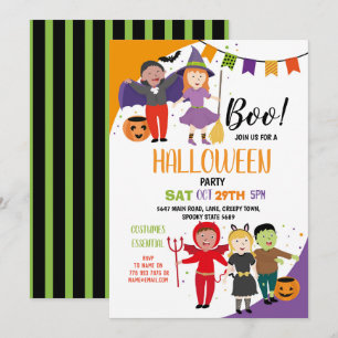 Convites Boo Kids Halloween Festa de vestimenta Rico