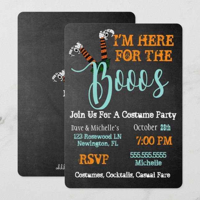 Convites Boo no Booze e Boos no Halloween (Frente/Verso)