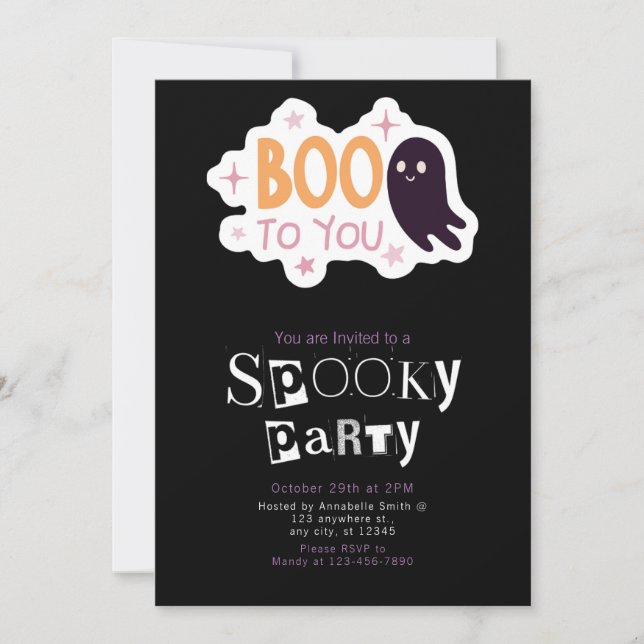 Convites Boo para você Fantasma Halloween Moderno Minimalis (Frente)