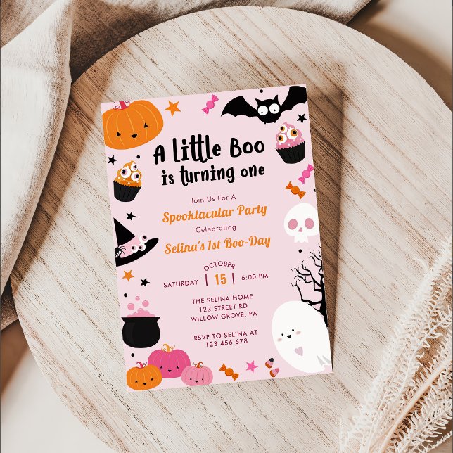 Convites Boo Primeiro Aniversário Nosso Pequeno Boo Está Vi (Criador carregado)