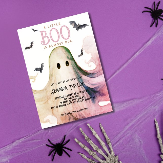 Convites Boo Quase Chegando Festa de Bebê Menina Fantasma A (Criador carregado)