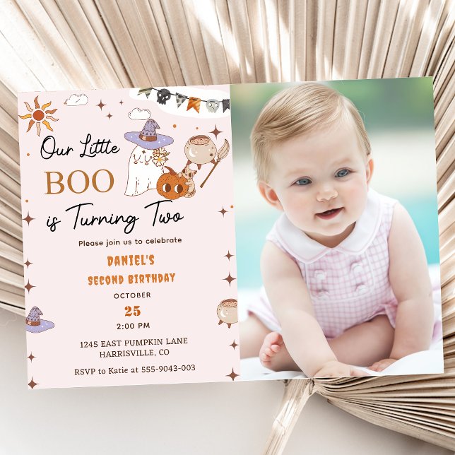 Convites Boo Segundo Aniversário Nosso Pequeno Boo Está Vir (Criador carregado)