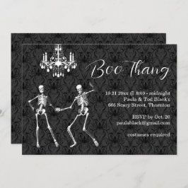 Convites Boo Thang Glamorous Skeletons Festa de Halloween