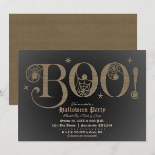 Convites BOO Traje Rústico Marrom Elegante Festa de Hallowe