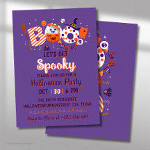 Boo Vamos Fazer uma Festa de Halloween Roxa e Assu