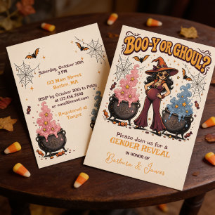 Convites Boo-y ou Ghoul Revelação de Gênero de Halloween
