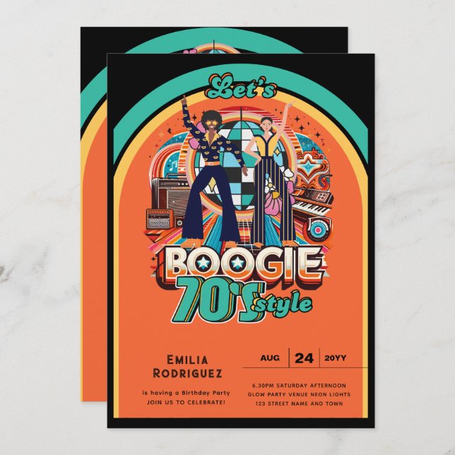 Convites Boogie Retro Disco Dancing 70s (Frente/Verso)