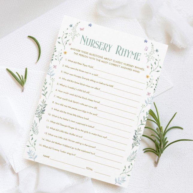 Convites Book Baby Shower Nursery Rhyme Game Card (Criador carregado)