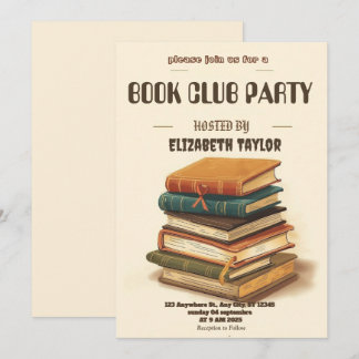 Convites Book Club Party Invitation – Cozy Reading Night