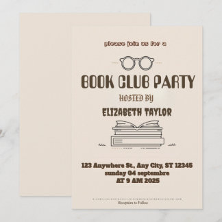Convites Book Club Party Invitation – Cozy Reading Night