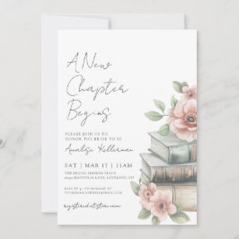 Convites Book New Chapter Floral Bridal Shower