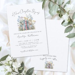 Convites Book New Chapter Floral Bridal Shower Invitation