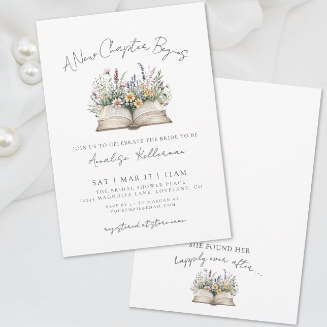 Convites Book New Chapter Wildflower Bridal Shower (Book New Chapter Wildflower Bridal Shower Invitation)