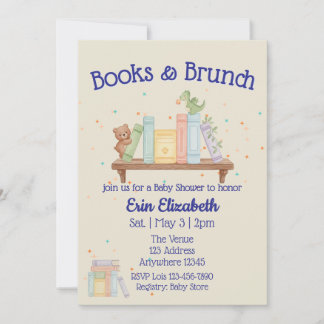 Convites Books & Brunch Blue Baby Shower