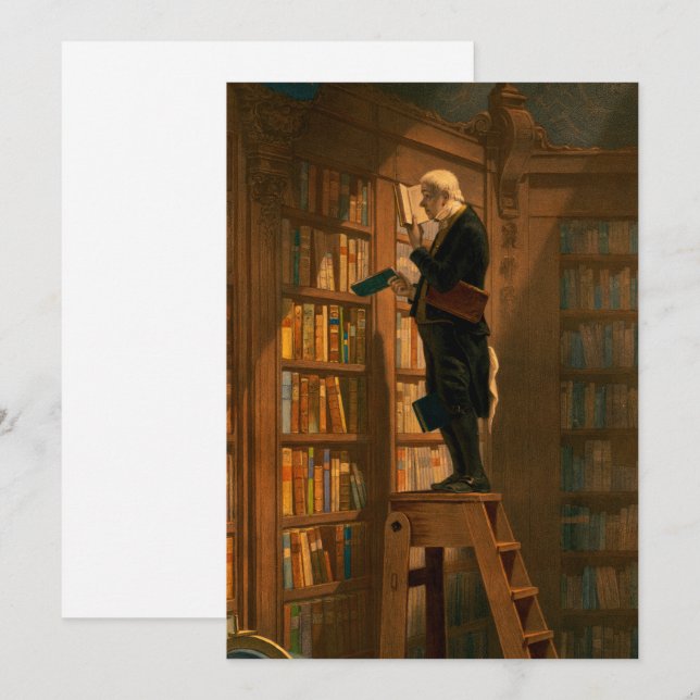 Convites Bookworm, 1861 por Carl Spitzweg (Frente/Verso)
