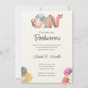 Convites Bookworm Baby Shower