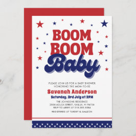 Convites Boom Boom Baby 4 de julho Chá de fraldas Patriótic