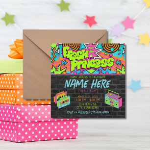 Convites Boombox Green Colorful Birthday, Princesa Fresca d