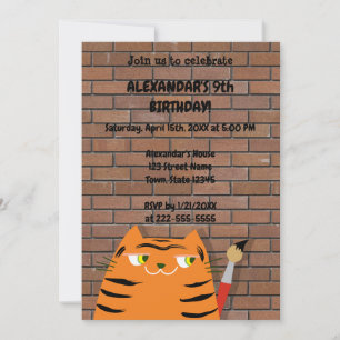 Convites Booo O Gato , Feliz Aniversário Infantil Tigre de 