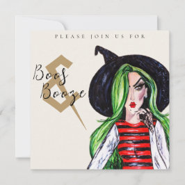 Convites Boos and Booze Halloween Witch Party Invitation