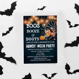 Convites Boos Booze e Boots Western Halloween Bash