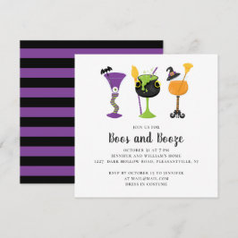 Convites Boos e bebidas. Festa de cocktails de fantasias de