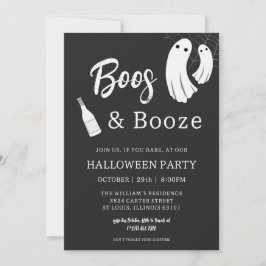 Convites Boos e Booze Adultos Convocação Chic Black Hallowe