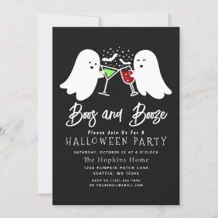 Convites Boos e Booze Adultos Festa de Halloween Inv