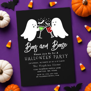 Convites Boos e Booze Adultos Festa de Halloween Inv