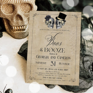 Convites Boos e Booze Adultos Festa Gótica Halloween