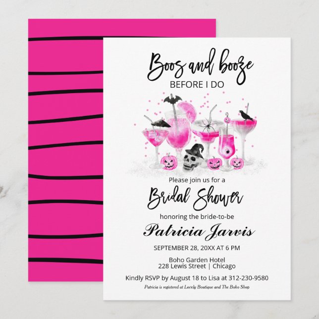 Convites Boos E Booze Antes De Eu Fazer Chá de panela De Ha (Frente/Verso)