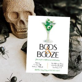 Convites Boos e Booze Cocktail Moderno do Halloween Inv