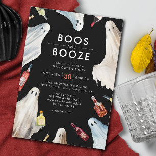 Convites Boos e Booze   Dark Modern Adulto Festa de Hallowe