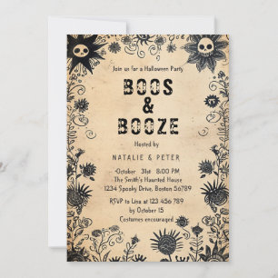 Convites Boos e Booze Eu Estraguei Flores Festa de Hallowee