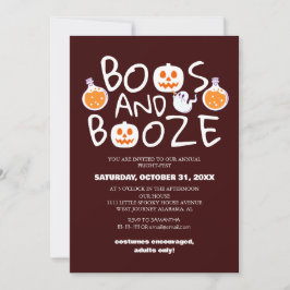Convites Boos e Booze Festa de Figurino de Halloween Spooky