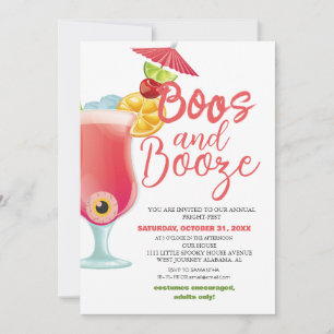 Convites Boos e Booze Festa de Figurino de Halloween Spooky