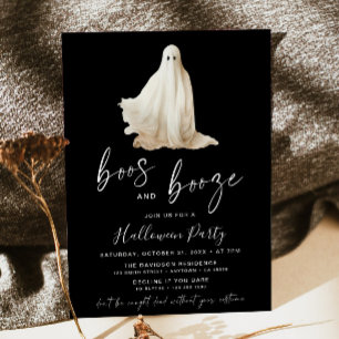 Convites Boos e Booze Festa de Halloween Convocam Fantasma