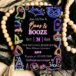 Convites Boos e Booze Festa de Halloween Dark Brilhante