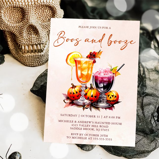 Convites Boos E Booze Halloween (Criador carregado)