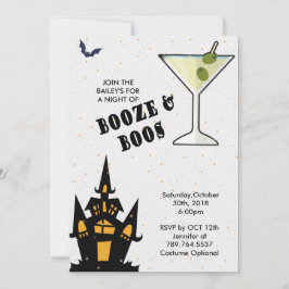 Convites Boos e Booze Halloween Elegante