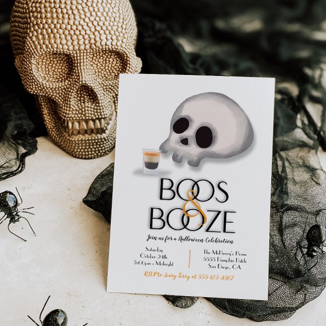 Convites Boos e Booze Moderno Festa de Halloween (Criador carregado)
