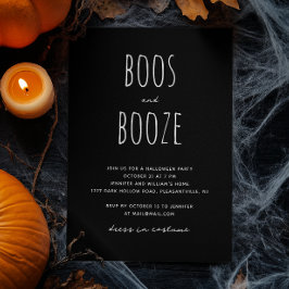 Convites Boos e Booze | Partido Negra Minimalista do Hallow