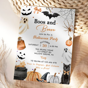 Convites Boos e Booze - Pumpkin do Festa de Halloween